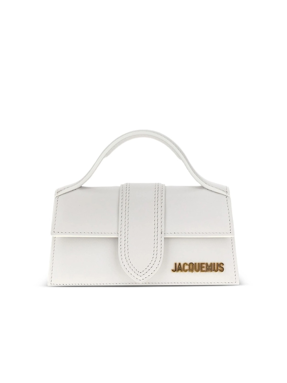 Jacquemus Le Bambino White Mini Top-Handle Leather Bag with Gold Logo